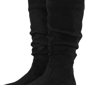 Suedi Women's Slouchy Knee High Boots Black Suede Size 6